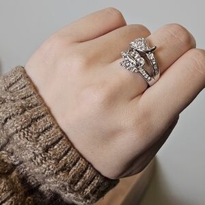 Butterfly and Leaf Silver Ring, sz 8